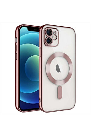 iPhone 12 Lüx Magsaff Lazer Silikon Kılıf (Kamera Korumalı)