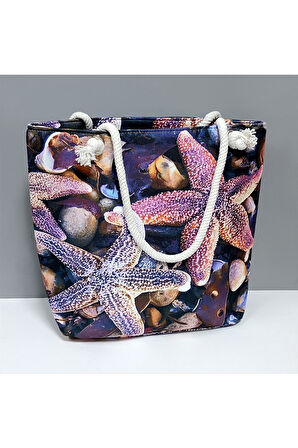 Deniz Yıldızı Desenli Plaj Çantası