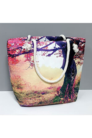 Ağaç Desenli Plaj Çantası