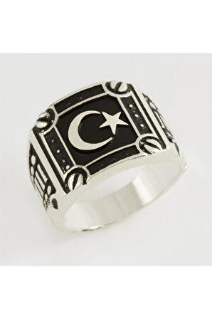 Ay Yıldız Metal Erkek Yüzük