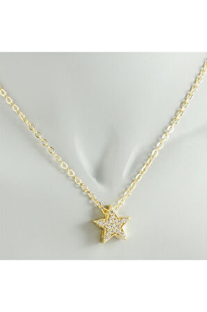 Yıldız Zirkon Taşlı Trend Kolye