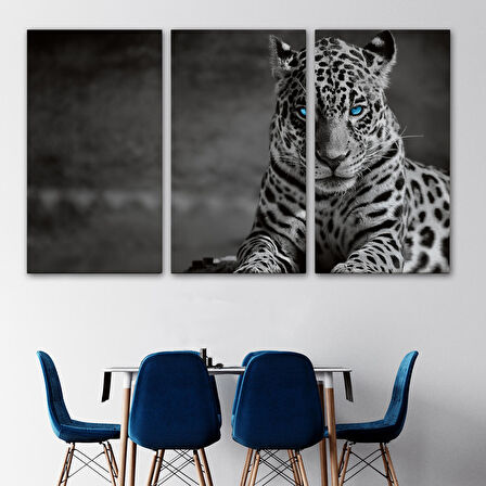 Harita Sepeti Mavi Gözlü Leopar Dekoratif Kanvas Tablo 1162