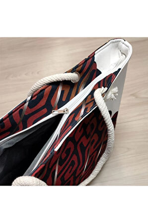 Gül Desenli Plaj Çantası