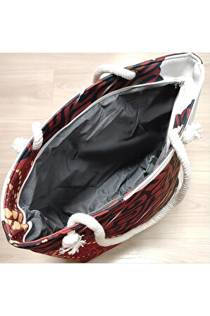 Yaprak Desenli Plaj Çantası