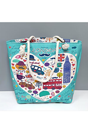 Kalp Desenli Plaj Çantası