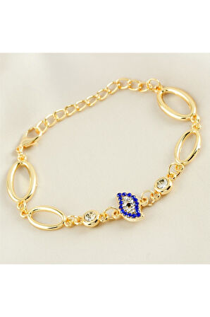 Oval Nazar Taşlı Trend Bileklik