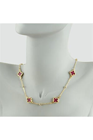 Çiçek Mineli Yeni Sezon Zincir Kolye 45 cm