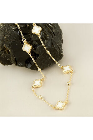 Çiçek Mineli Yeni Sezon Zincir Kolye 45 cm