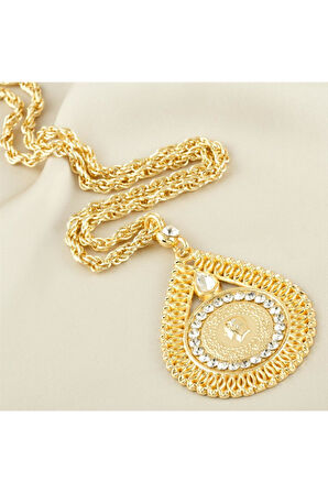 Oval Tuğra Altın Kaplama Kolye