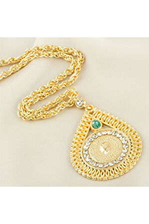 Oval Tuğra Altın Kaplama Kolye