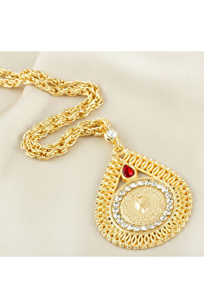 Oval Tuğra Altın Kaplama Kolye