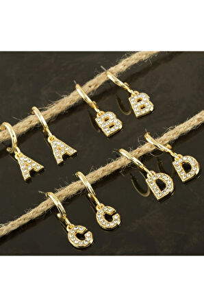 Harfli Yeni Sezon Metal Taşlı Küpe