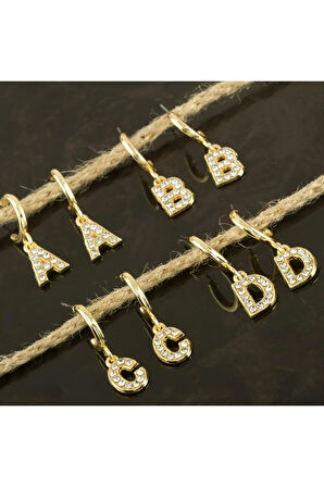 Harfli Yeni Sezon Metal Taşlı Küpe