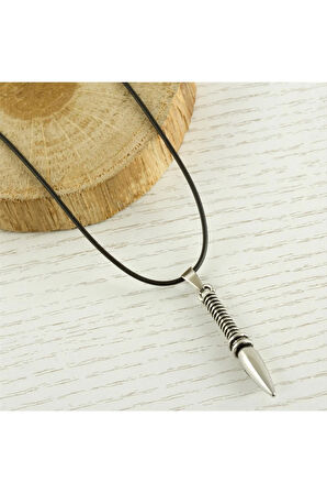 Ok Metal Vinlex Deri Kolye