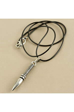 Ok Metal Vinlex Deri Kolye