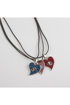 Kalp Metal Vinlex Deri Kolye