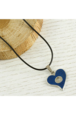 Kalp Metal Vinlex Deri Kolye