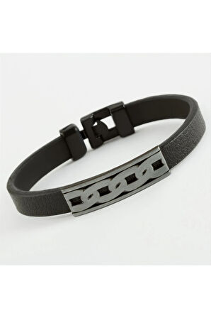 Zincir Desenli Kaliteli Suni Deri Bileklik