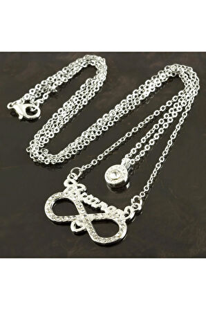 Birtanem Yazılı Sonsuzluk  Yeni Sezon İkili Kolye