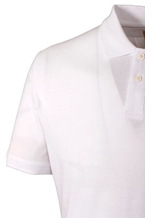 Erkek Polo Yaka Tişört Beyaz %100 Pamuk Slim Fit Ribanalı Kol T-shirt NCS JEANS 1164