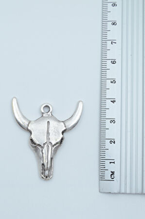 3'lü Viking Balta Buffalo - Boğa Savaşçı Miğfer Gümüş Kaplama Kolye Seti