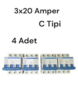Pasifik 3x20 Amper C Tipi W Otomat 4 Adet 1 Kutu
