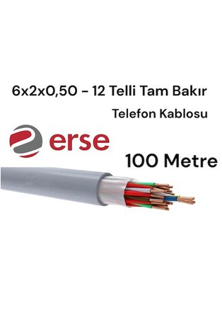 Erse 6x2x0,50 -12 Telli Tam Bakır Telefon Kablosu 100 Metre
