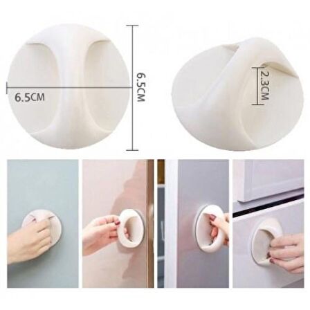 3B Trend 2 Adet Çok Amaçlı Kendinden Yapışkanlı Kapı Çekmece Pencere Tutacağı Tutamak Kulp