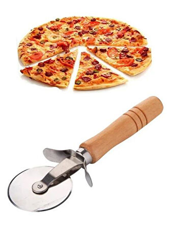 3B Trend Bambu Saplı Pizza Hamur Kesici 17 cm Çelik Pizza Kesici