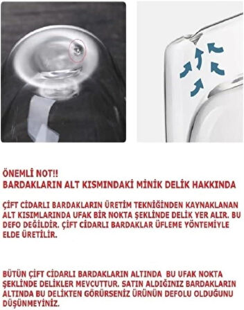 3B Trend Borosilikat Çift Cidarlı Cam Kupa Bardak 250 ml