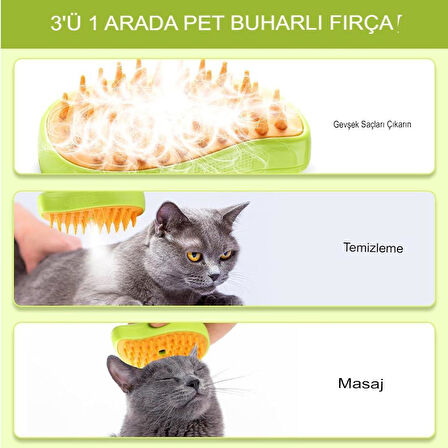 3B Trend Buharlı Kedi Köpek Fırçası Şarjlı Soğuk Buhar Tüy Tarağı Tüy Toplama Tarama Fırça Tarak