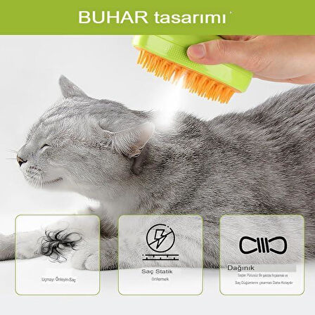 3B Trend Buharlı Kedi Köpek Fırçası Şarjlı Soğuk Buhar Tüy Tarağı Tüy Toplama Tarama Fırça Tarak