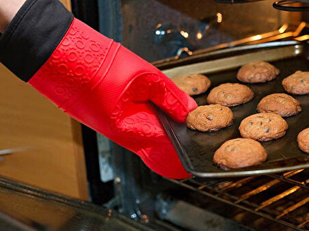 3B Trend Silikon Yanmaz Yapışmaz Yalıtımlı Mutfak Fırın Eldiveni Kırmızı