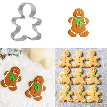 3B Trend 3 Parça Paslanmaz Metal Kurabiye Kalıbı Ginger Man Adam Kalıbı İnsan Kalıbı