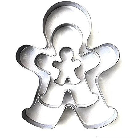 3B Trend 3 Parça Paslanmaz Metal Kurabiye Kalıbı Ginger Man Adam Kalıbı İnsan Kalıbı