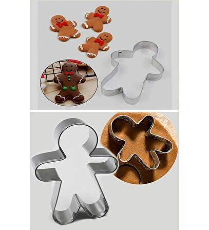 3B Trend 3 Parça Paslanmaz Metal Kurabiye Kalıbı Ginger Man Adam Kalıbı İnsan Kalıbı