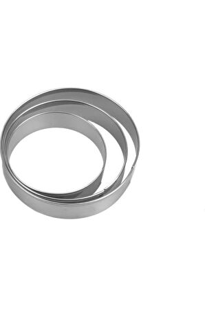 3B Trend 3'lü Yuvarlak Metal Kurabiye Kalıbı, Paslanmaz Kurabiye Kalıbı, Hamur Şekillendirici Kalıp