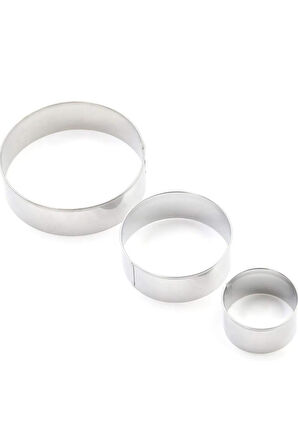 3B Trend 3'lü Yuvarlak Metal Kurabiye Kalıbı, Paslanmaz Kurabiye Kalıbı, Hamur Şekillendirici Kalıp