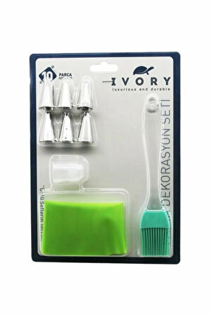 3B Trend Krema Sıkma Torbası 6 Çelik uç + Silikon Torba Krema Pompası + Silikon Fırça