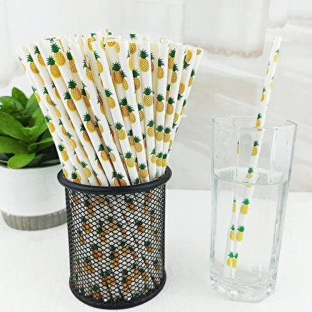 3B Trend Kağıt Pipet Ananas Desenli 25'li