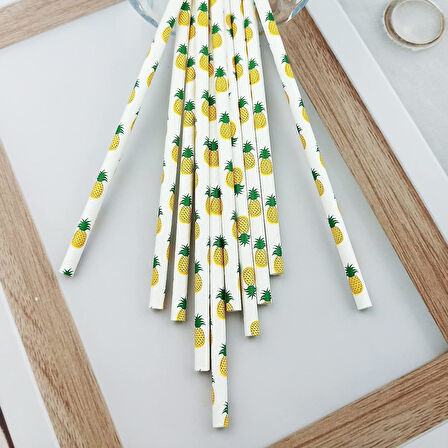 3B Trend Kağıt Pipet Ananas Desenli 25'li