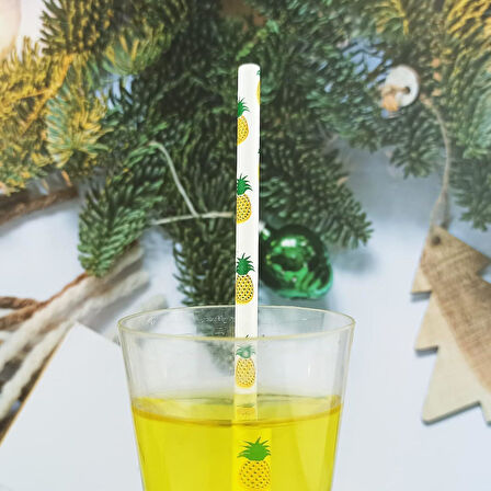 3B Trend Kağıt Pipet Ananas Desenli 25'li