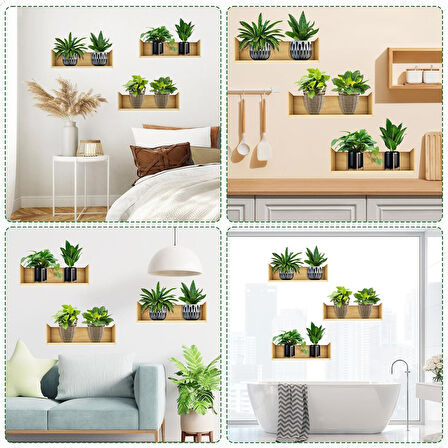 3B Trend 3 adet Bitki Tasarım Duvar Sticker Bitki Saksı Desen Duvar Çıkartması Duvar Dekorasyonu