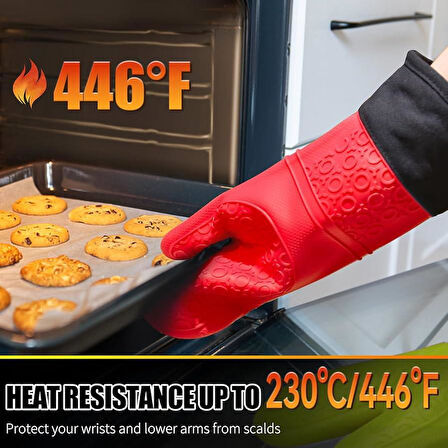 3B Trend 2 Adet Silikon Yanmaz Yapışmaz Isı Yalıtımlı Mutfak Fırın Eldiveni Kırmızı