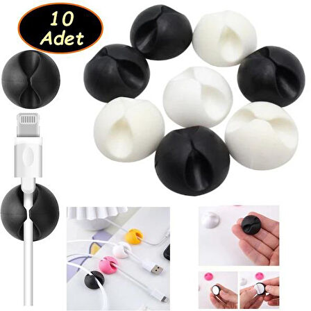 3B Trend 10 Adet Kablo Düzenleyici Duvar Fayans Cam Kablo Tutucu Yapışkanlı Klips Kablo Sabitleme