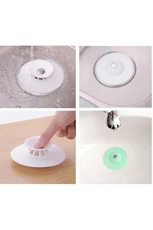 3B Trend 2 Adet Lavabo Küvet Tıkacı Mutfak Banyo Gider Tıpası Kapağı Tıkaç Süzgeç Krem Renk