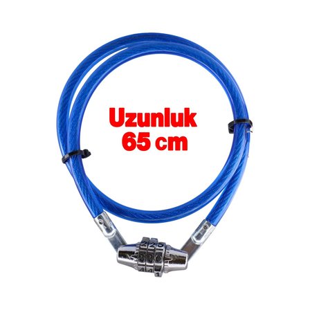 3B Trend Şifreli Çelik Halat Kilit 65 cm 7 mm Çap Bisiklet Motorsiklet Scooter