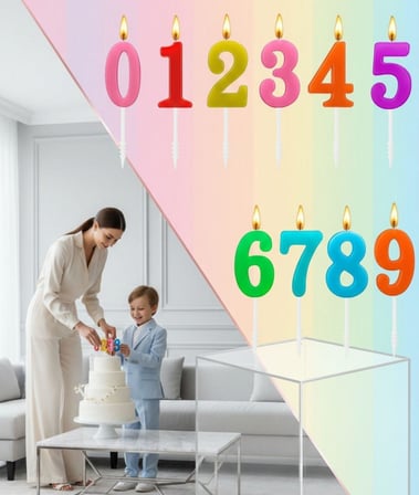 3B Trend Renkli Rakamlı Doğum Günü Pastası Mum Seti - 20 Adet Tüm Rakamlar Mum