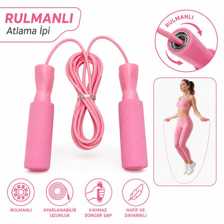 3B Trend Rulmanlı Atlama İpi Ayarlanabilir Uzunluk Kaymaz Sünger Saplı Fitness Egzersiz Kardiyo İpi