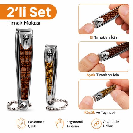 3B Trend İMA-031 2'li Paslanmaz Çelik Tırnak Makası Seti Büyük ve Küçük Boy El Ayak Tırnak Kesici